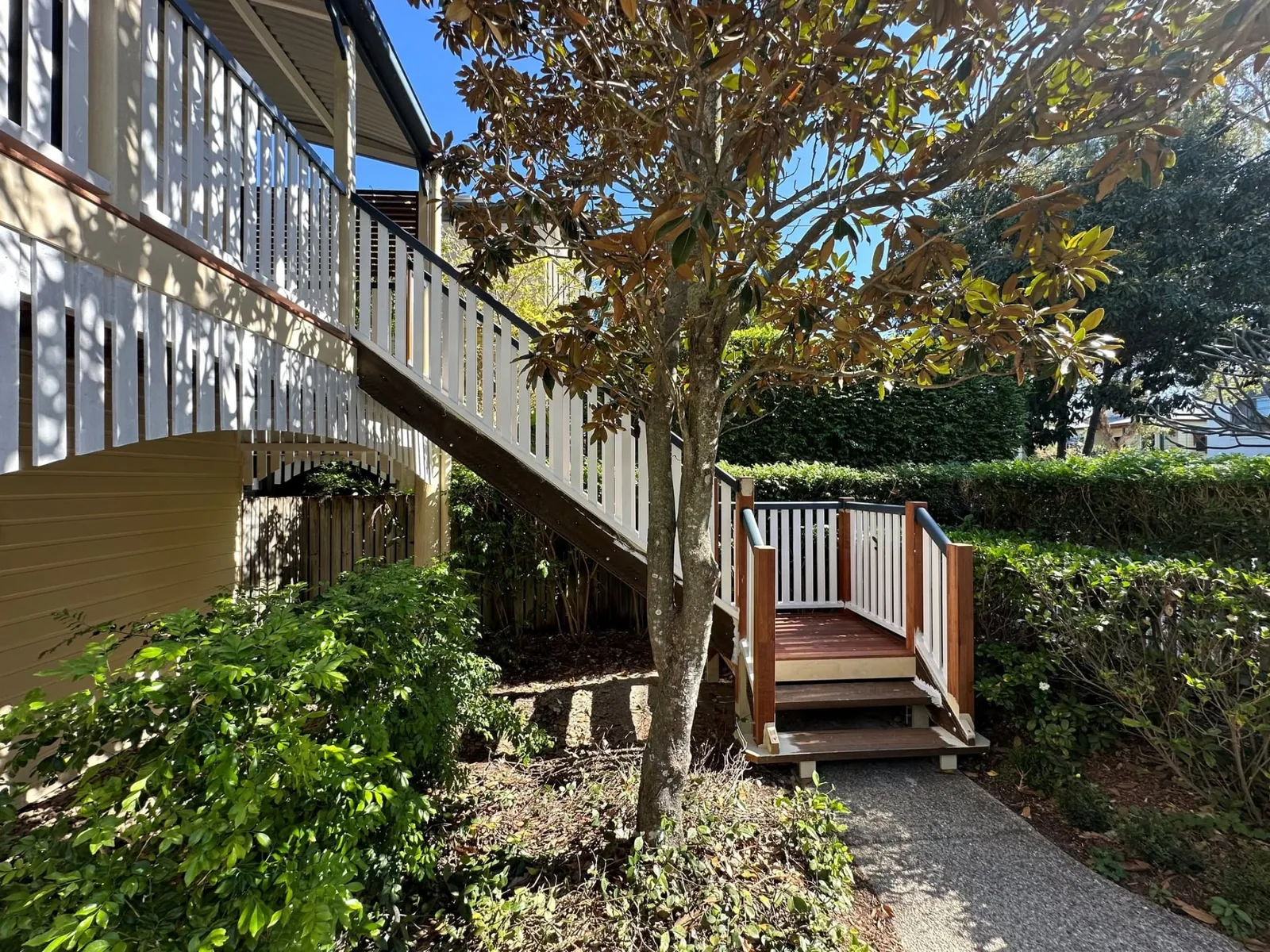 Completed timber stairs and balustrades in Norman Park, Brisbane